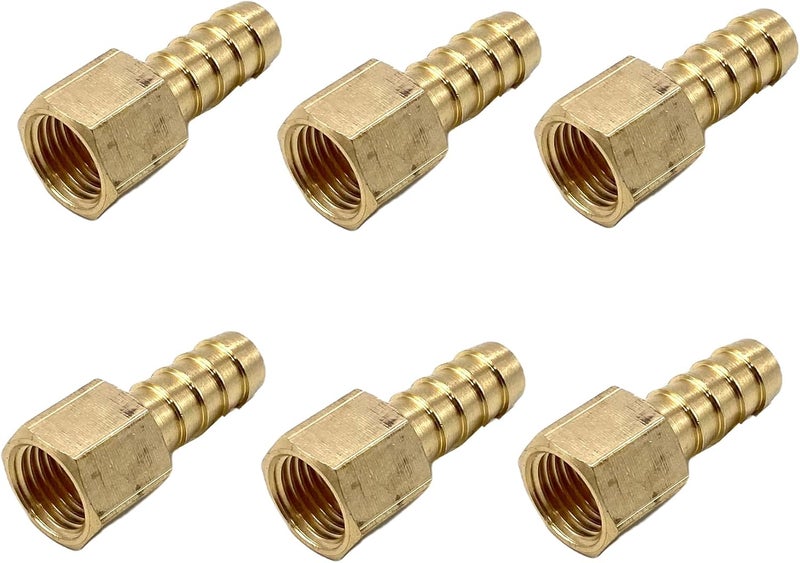 Bumugufu 6 Pcs 1/4 Inch NPT Female to 3/8 Inch Barb Fittings,3/8" Barb x 1/4" FNPT Brass Pipe Connector for Compressor, Fuel, Oil, Gas - Image 5